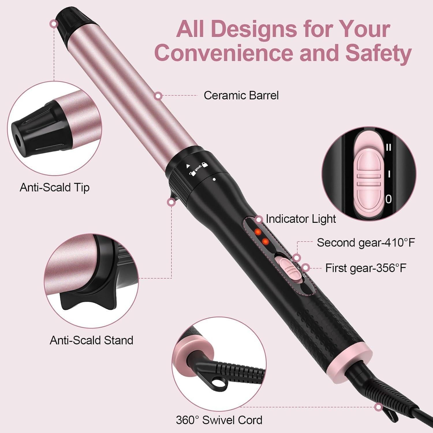 Plancha de Rizar 32mm MEOUNEQU Cerámica Ajustable con Guante