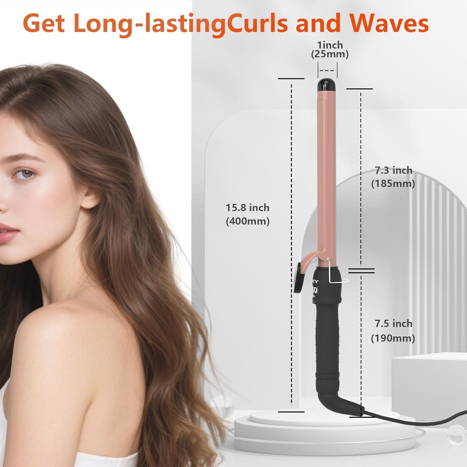 Plancha de Rizar Cerámica HUVCY 1 Pulgada Oro Rosa Ajustable