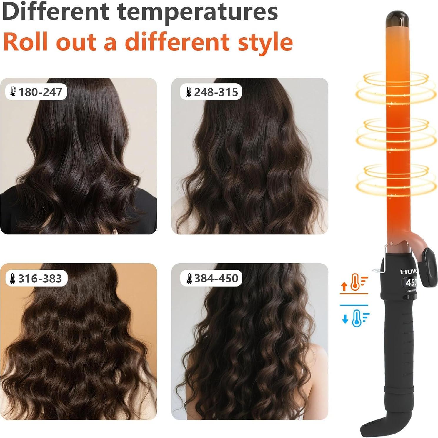 Plancha de Rizar Cerámica HUVCY 1 Pulgada Oro Rosa Ajustable