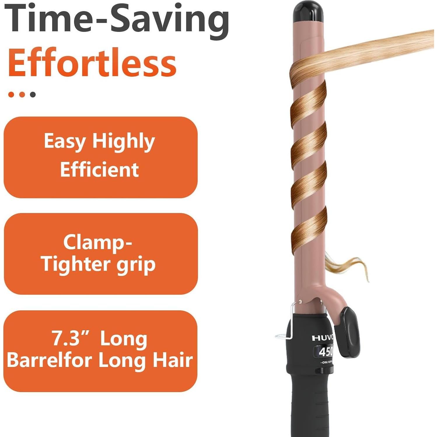 Plancha de Rizar Cerámica HUVCY 1 Pulgada Oro Rosa Ajustable