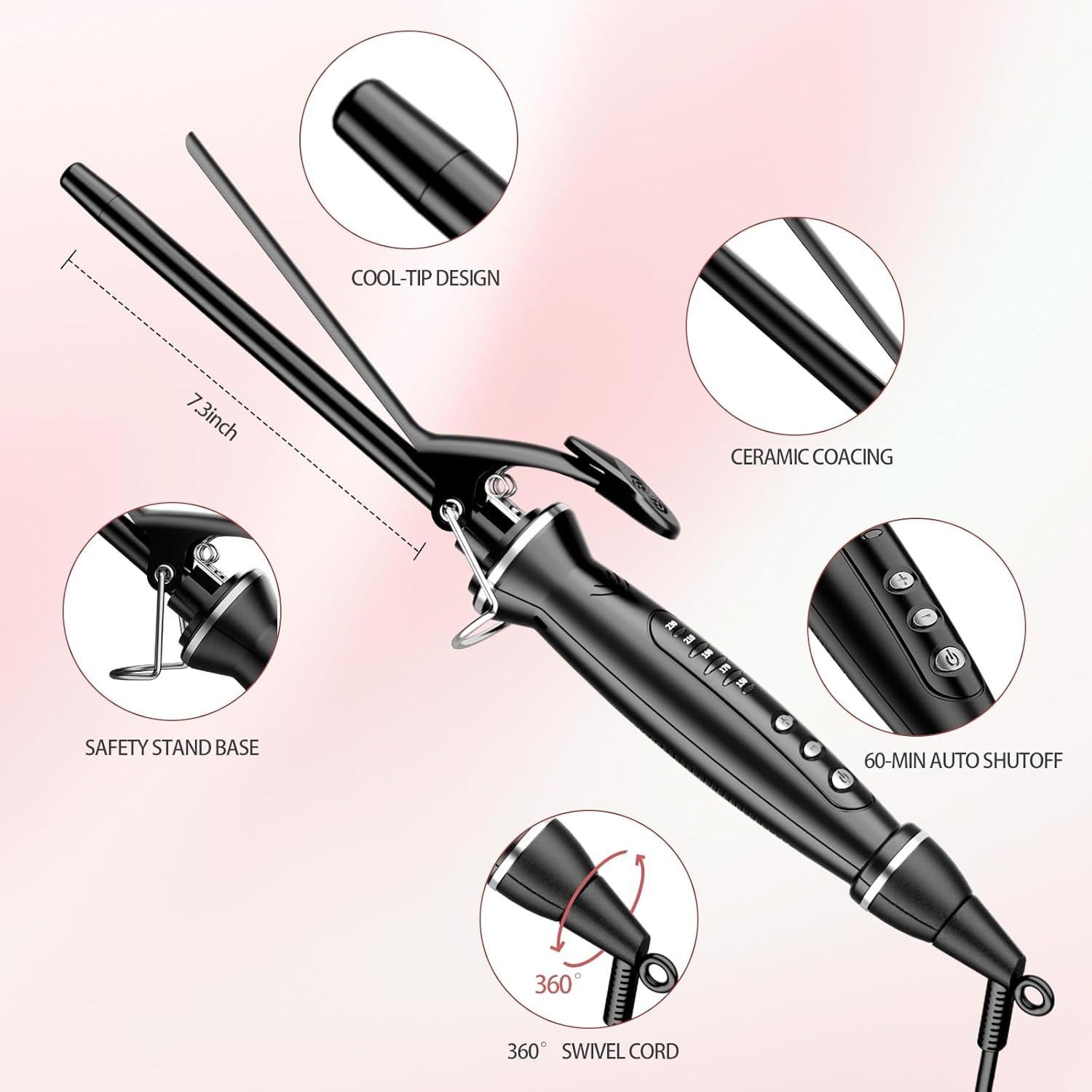 Plancha de Rizos Cerámica SAOSA 13mm con Apagado Automático