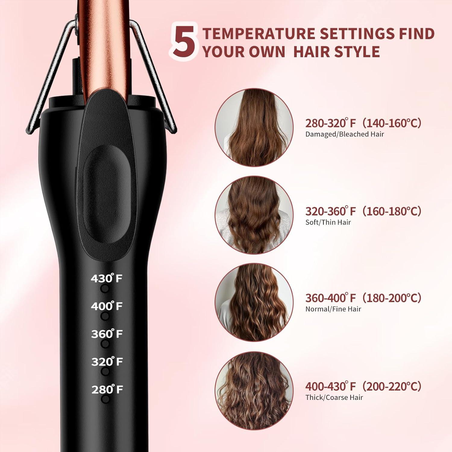 Rizador de Cabello HCAH 9mm Cerámica 5 Temperaturas 100-240V