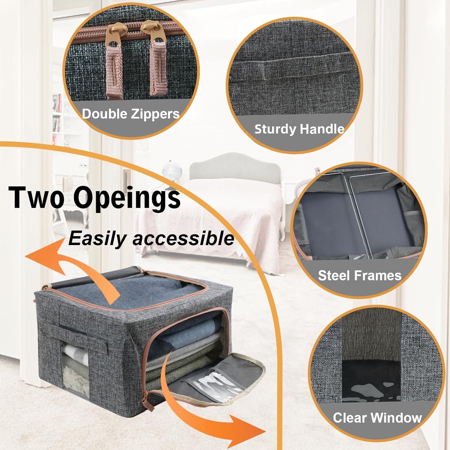 Cajas de Almacenamiento de Lino Fordonral 22L 4PCS Gris