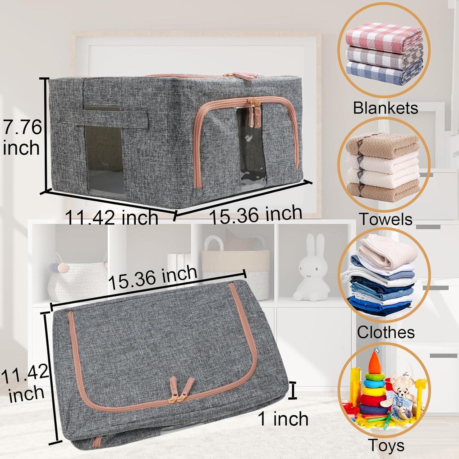 Cajas de Almacenamiento de Lino Fordonral 22L 4PCS Gris
