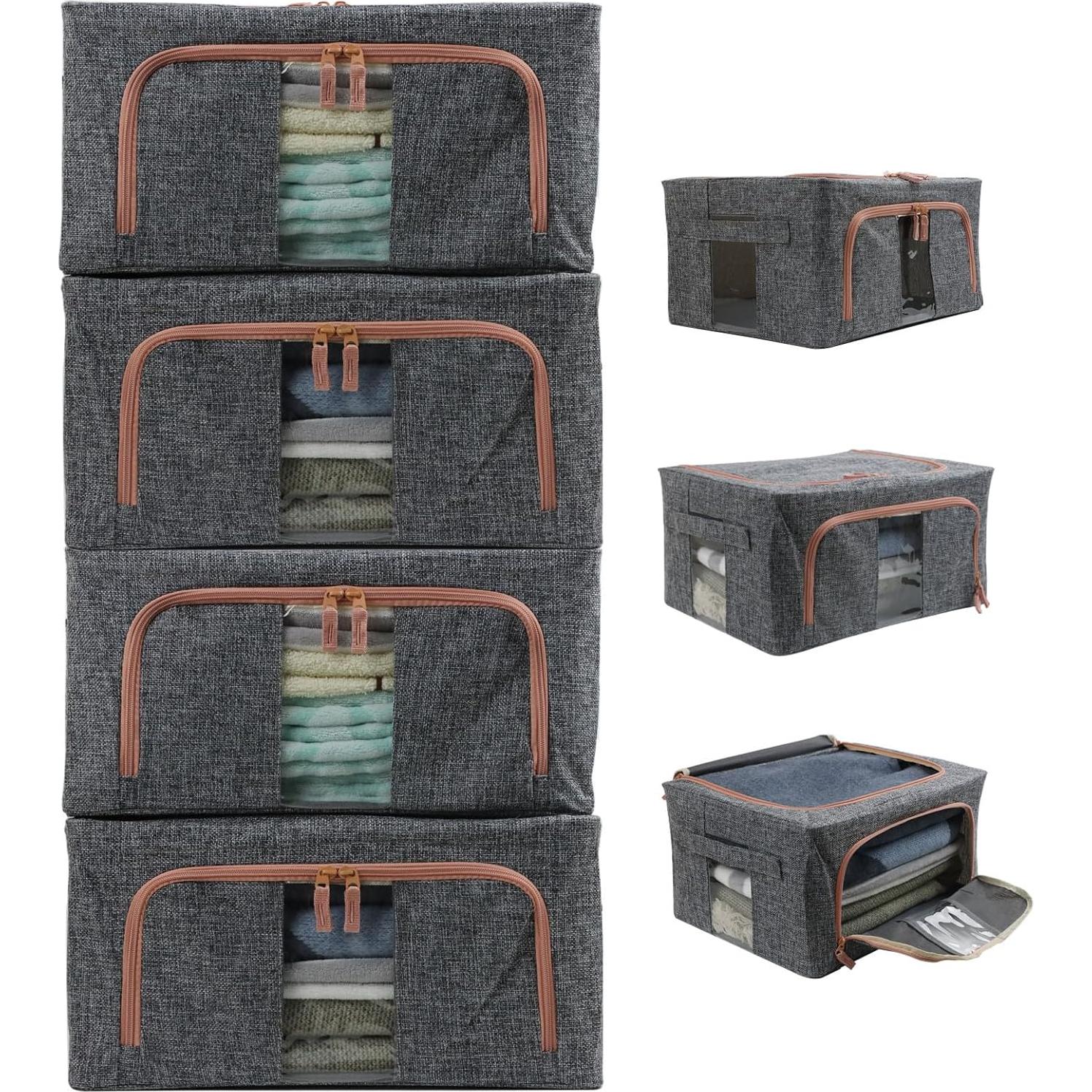Cajas de Almacenamiento de Lino Fordonral 22L 4PCS Gris