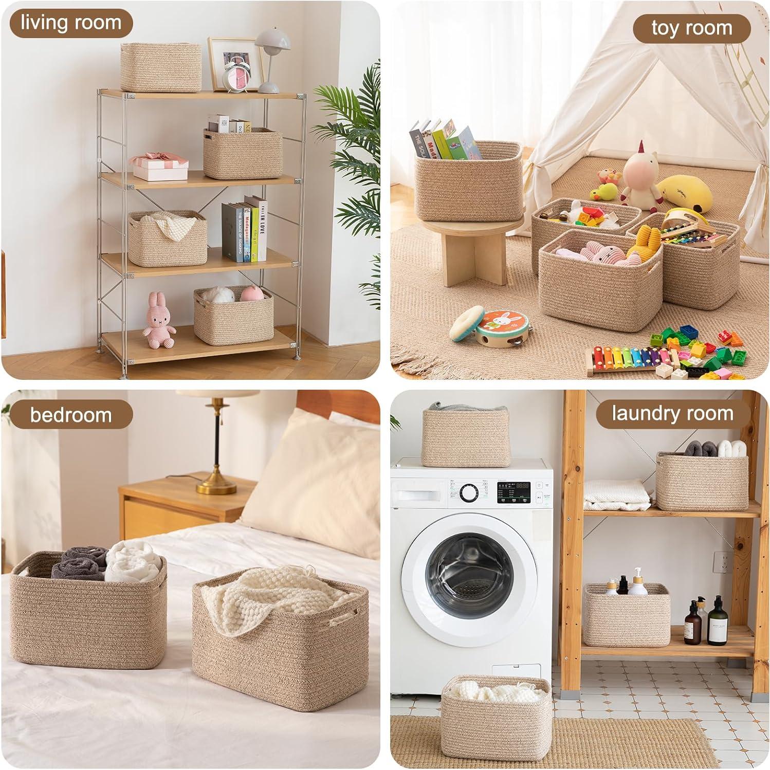 Cestas de Almacenamiento Tejidas OIASKET 4 Piezas 33x22.9x19.8cm