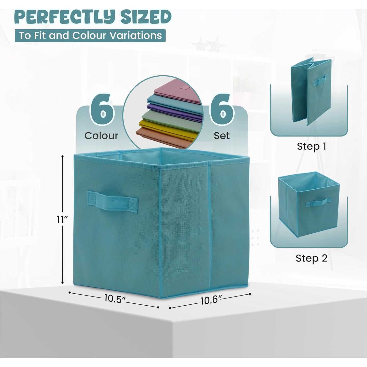 Paquete de 6 Cubos de Almacenamiento Plegables 4E's Novelty 27.9 cm