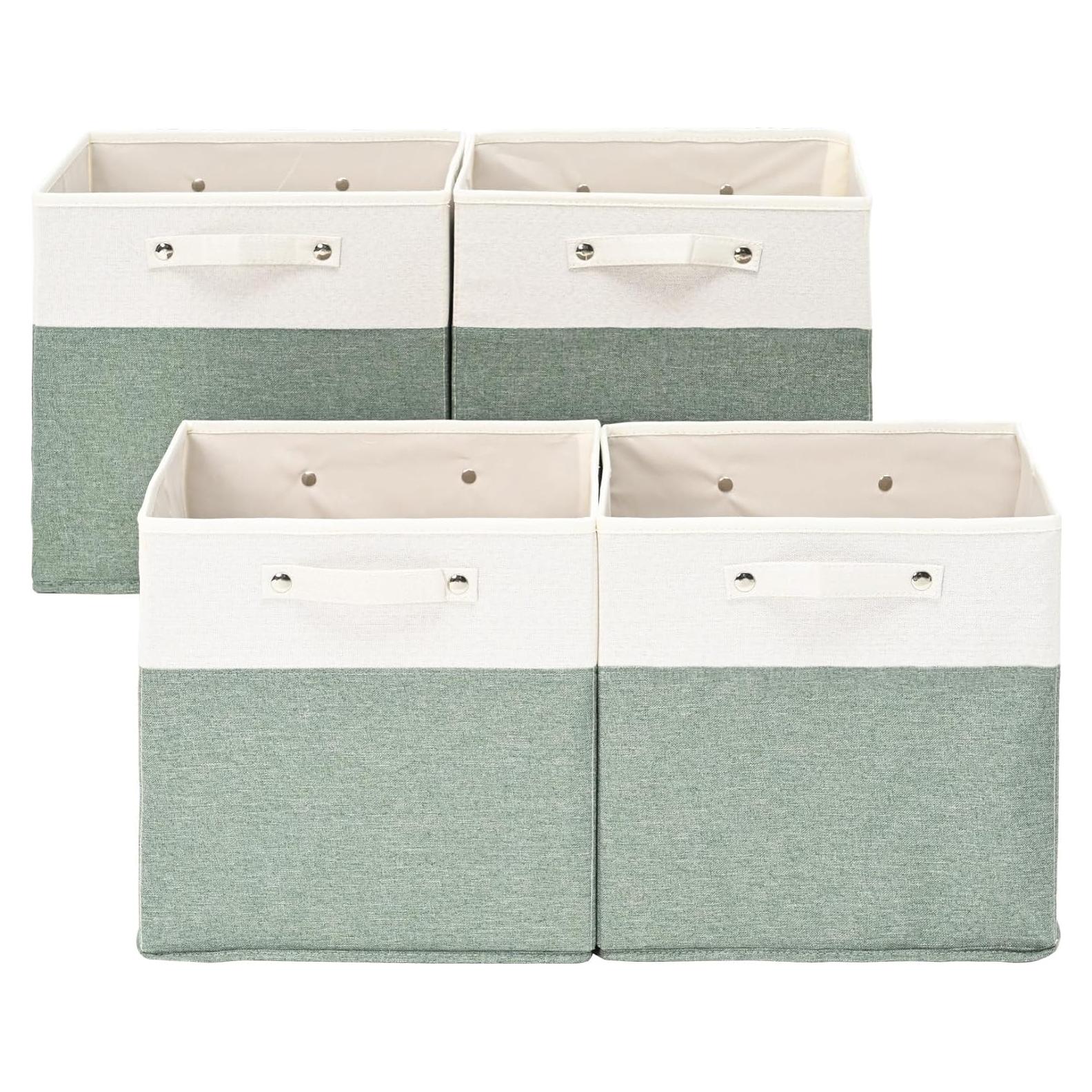 Cajas de Almacenamiento Plegables Finas Lino 33x33cm 4 Pzs