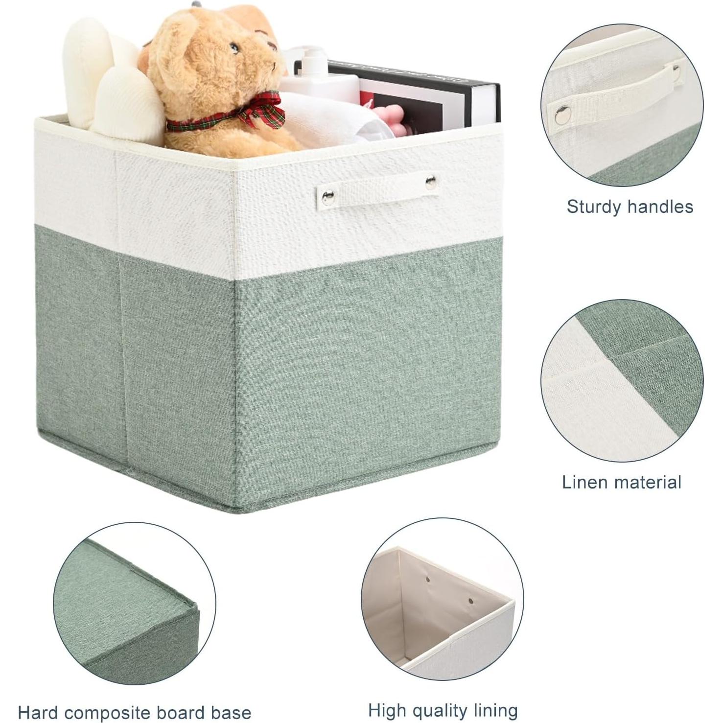 Cajas de Almacenamiento Plegables Finas Lino 33x33cm 4 Pzs