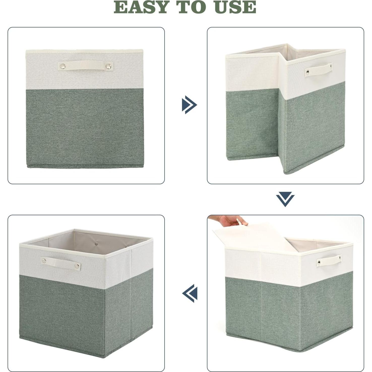 Cajas de Almacenamiento Plegables Finas Lino 33x33cm 4 Pzs