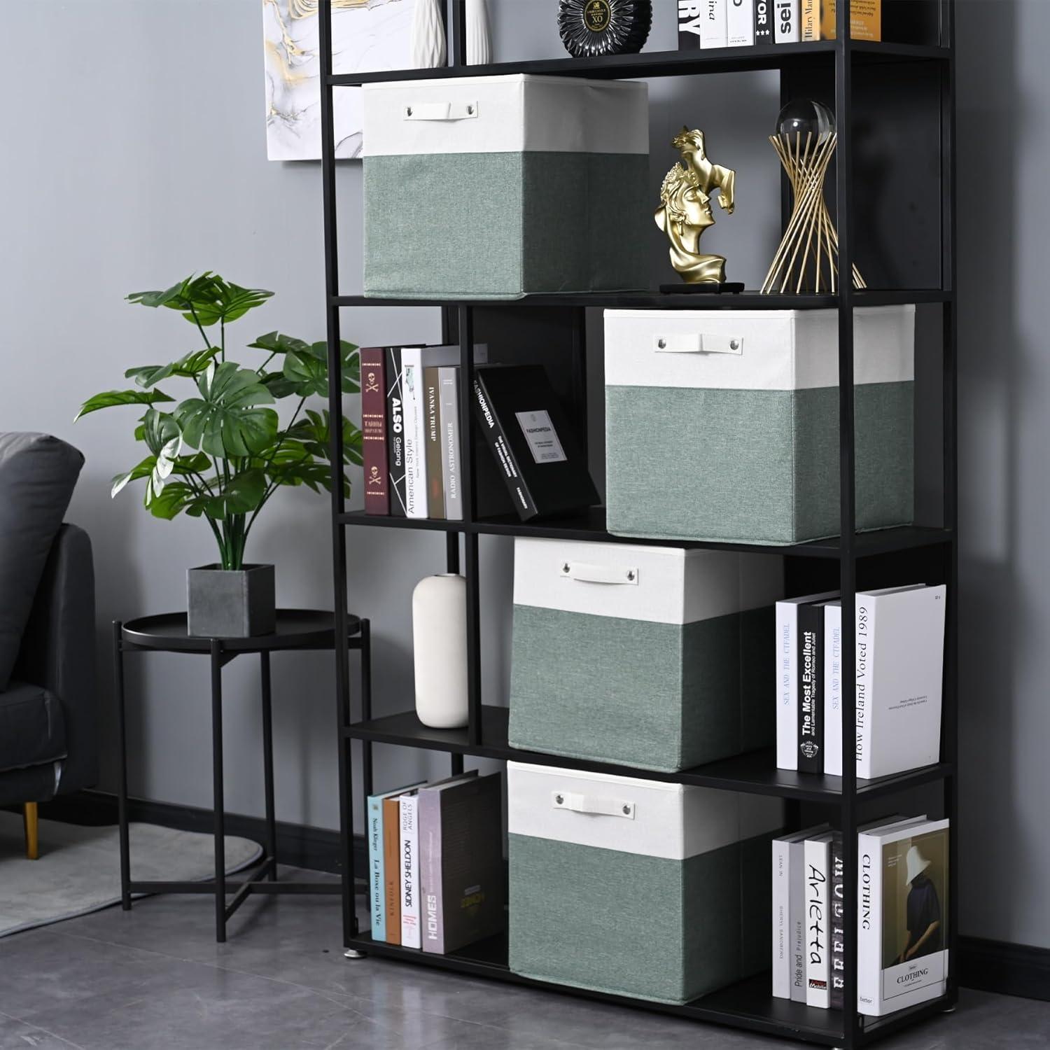 Cajas de Almacenamiento Plegables Finas Lino 33x33cm 4 Pzs