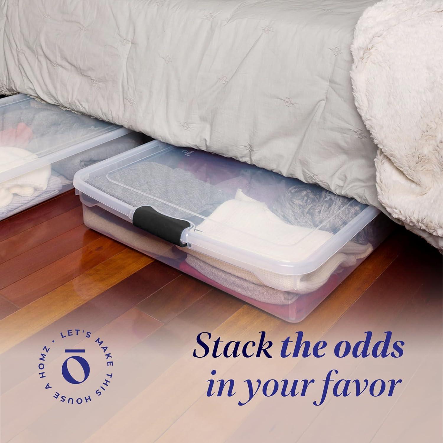 Contenedores de Almacenamiento Bajo la Cama HOMZ 56 QT Gris - 2 Piezas