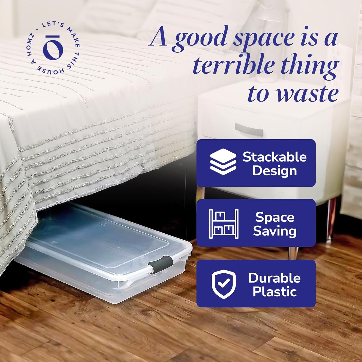 Contenedores de Almacenamiento Bajo la Cama HOMZ 56 QT Gris - 2 Piezas