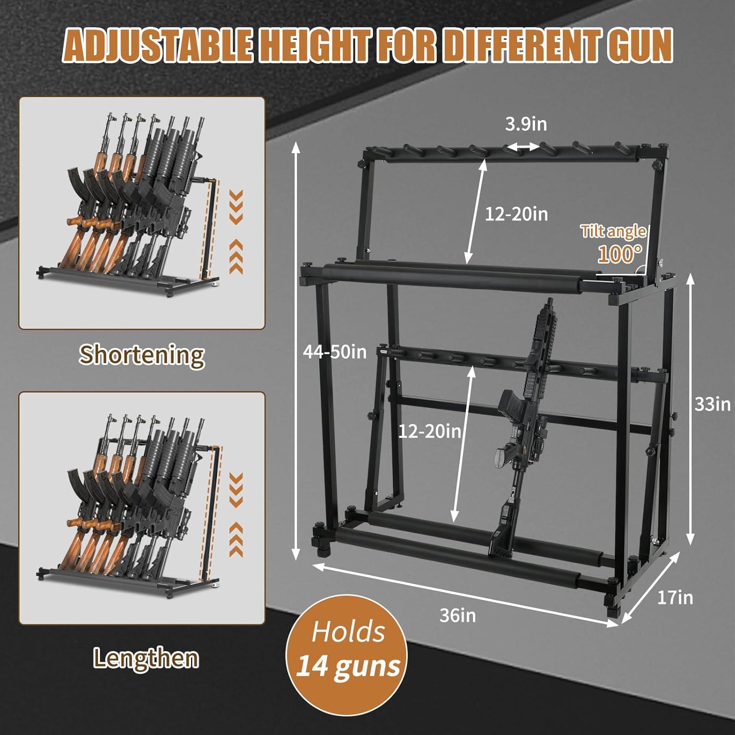 Soporte para Armas Plegable HUATOL para 14 Rifles Ajustable