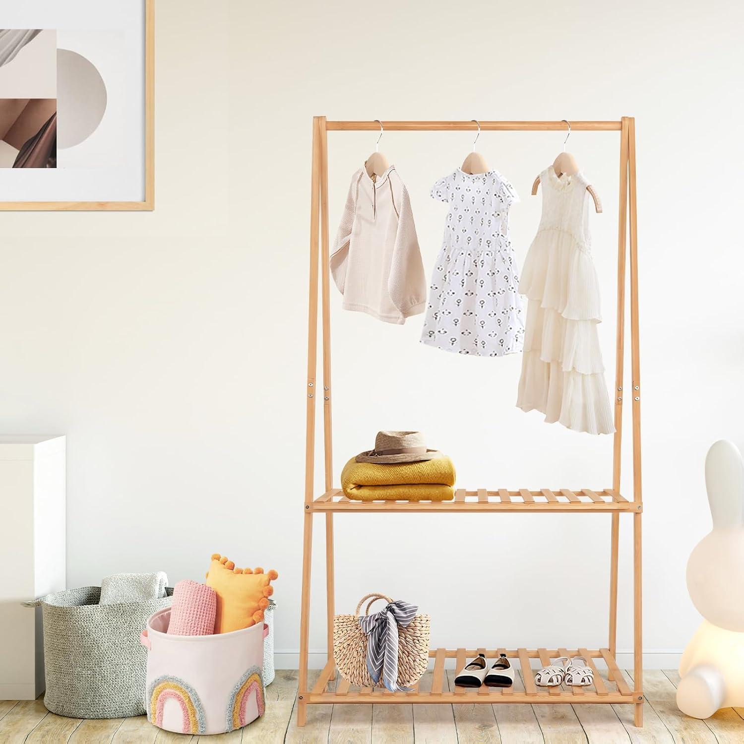 Perchero Infantil Jotsport de Bambú 2 Niveles 127 cm