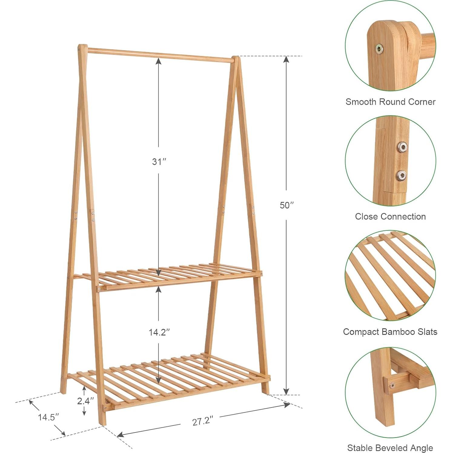 Perchero Infantil Jotsport de Bambú 2 Niveles 127 cm