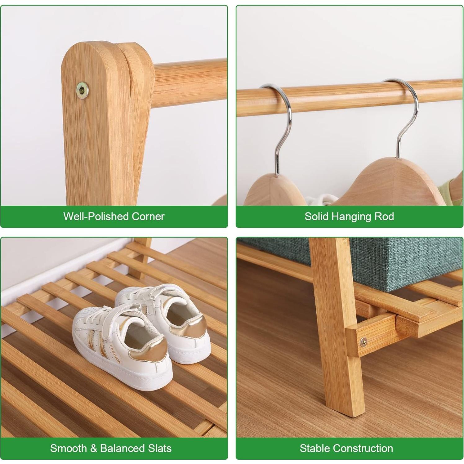 Perchero Infantil Jotsport de Bambú 2 Niveles 127 cm