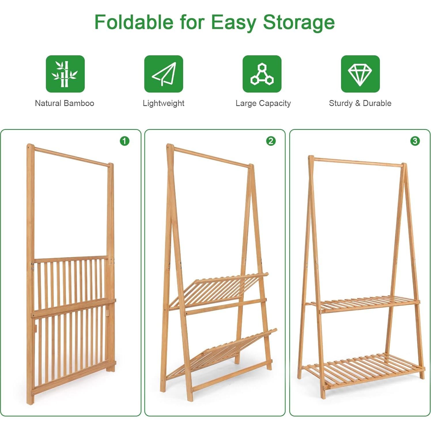 Perchero Infantil Jotsport de Bambú 2 Niveles 127 cm