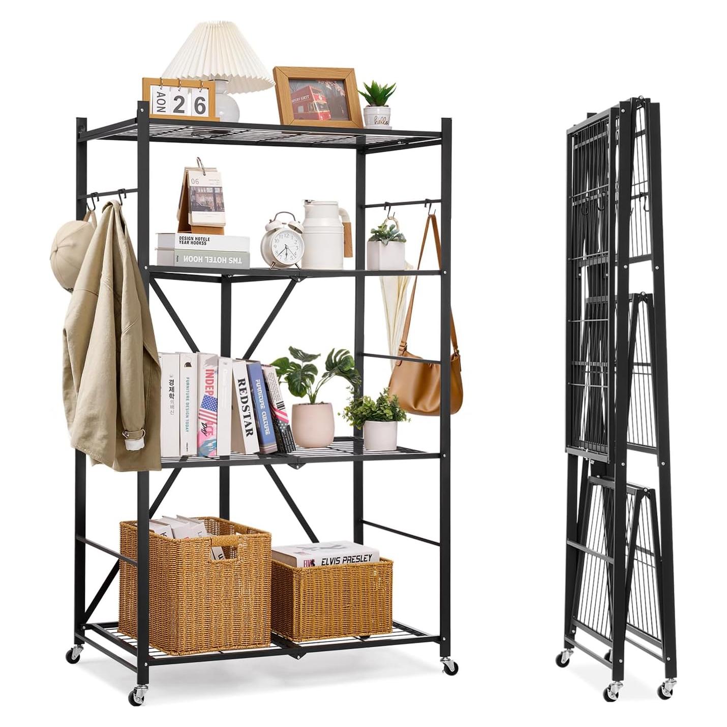 Estante Plegable VEVOR 4 Niveles 152.4 cm Metal Negro