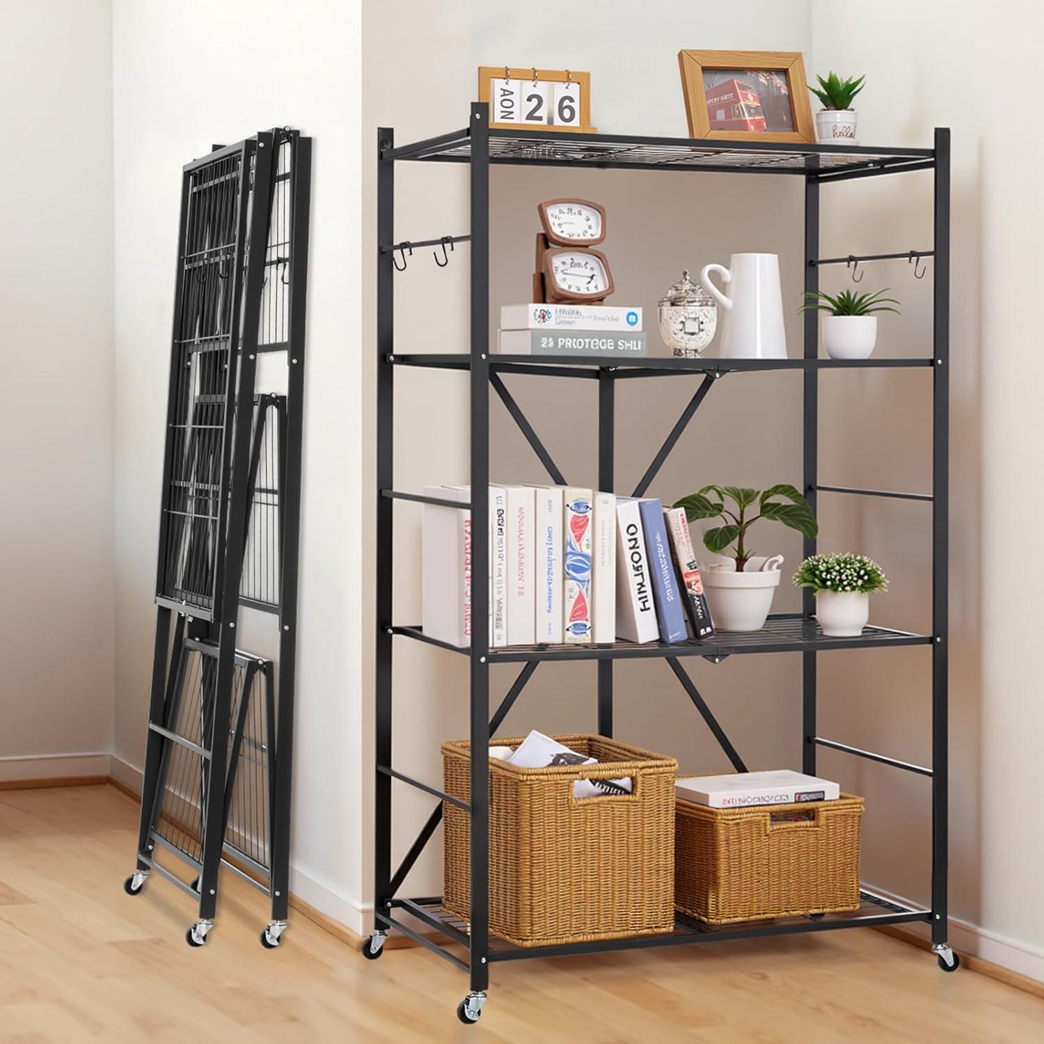 Estante Plegable VEVOR 4 Niveles 152.4 cm Metal Negro