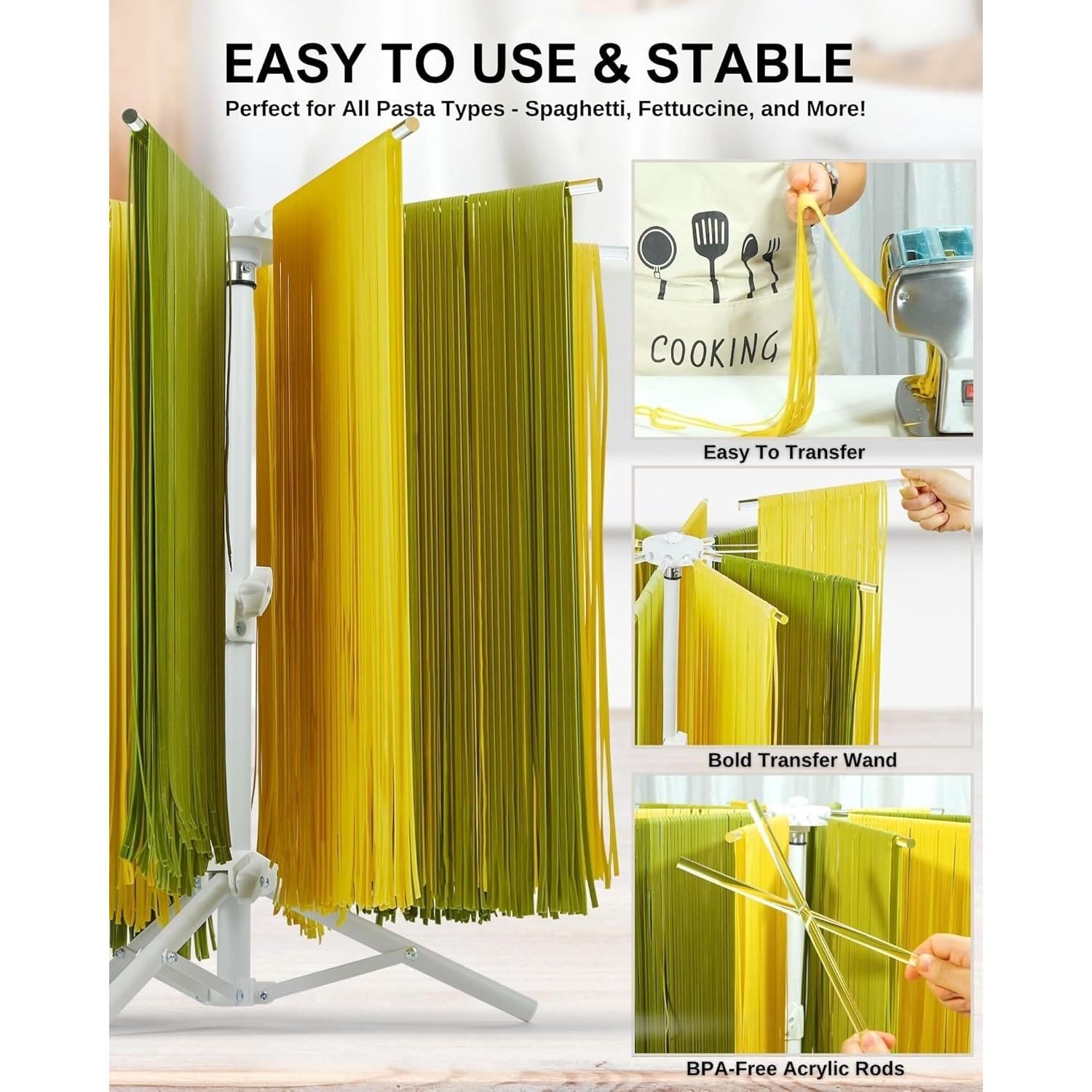 Soporte para Secar Pasta MUMSUNG Plegable 360° Ajustable 10 Varillas