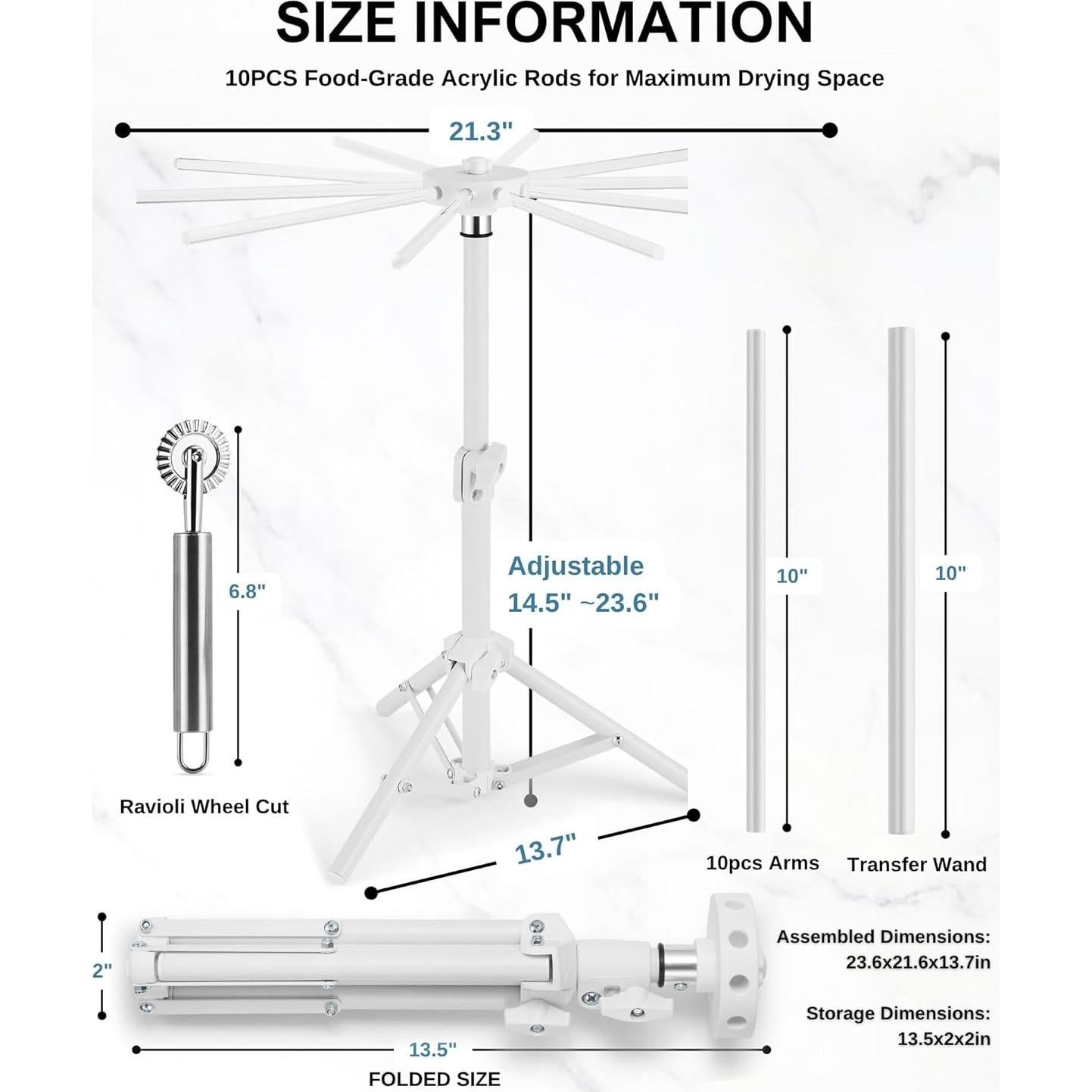 Soporte para Secar Pasta MUMSUNG Plegable 360° Ajustable 10 Varillas