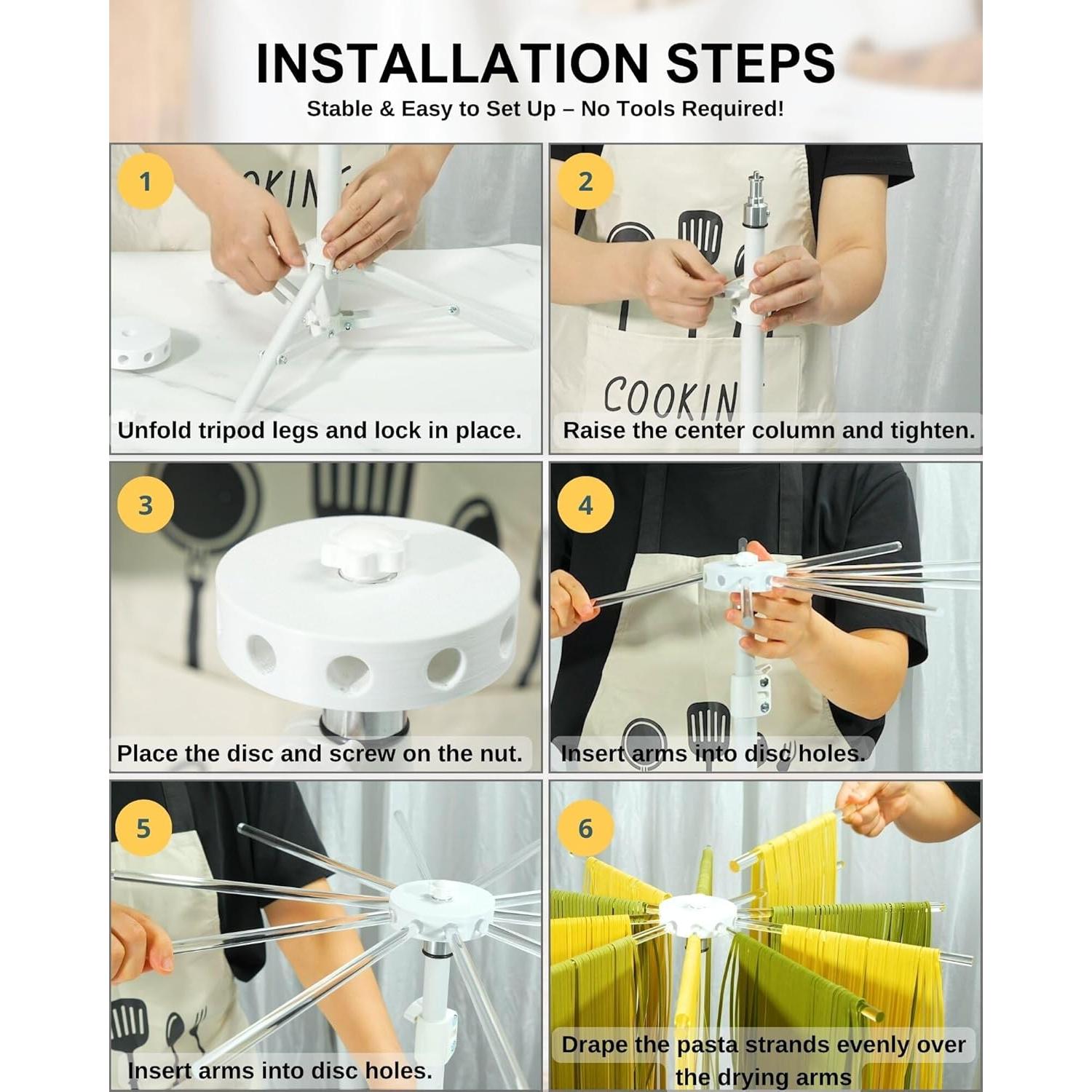 Soporte para Secar Pasta MUMSUNG Plegable 360° Ajustable 10 Varillas