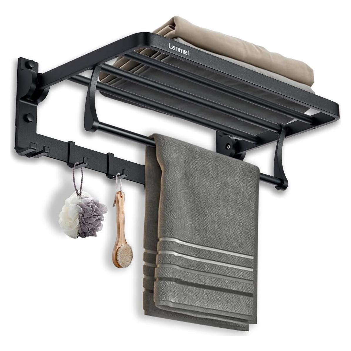 Soporte de Toallas Plegable LANMEL 40.64 cm Negro Mate