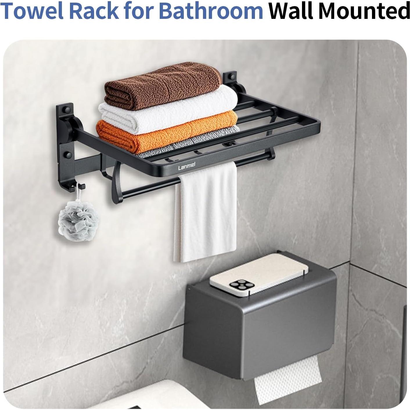 Soporte de Toallas Plegable LANMEL 40.64 cm Negro Mate