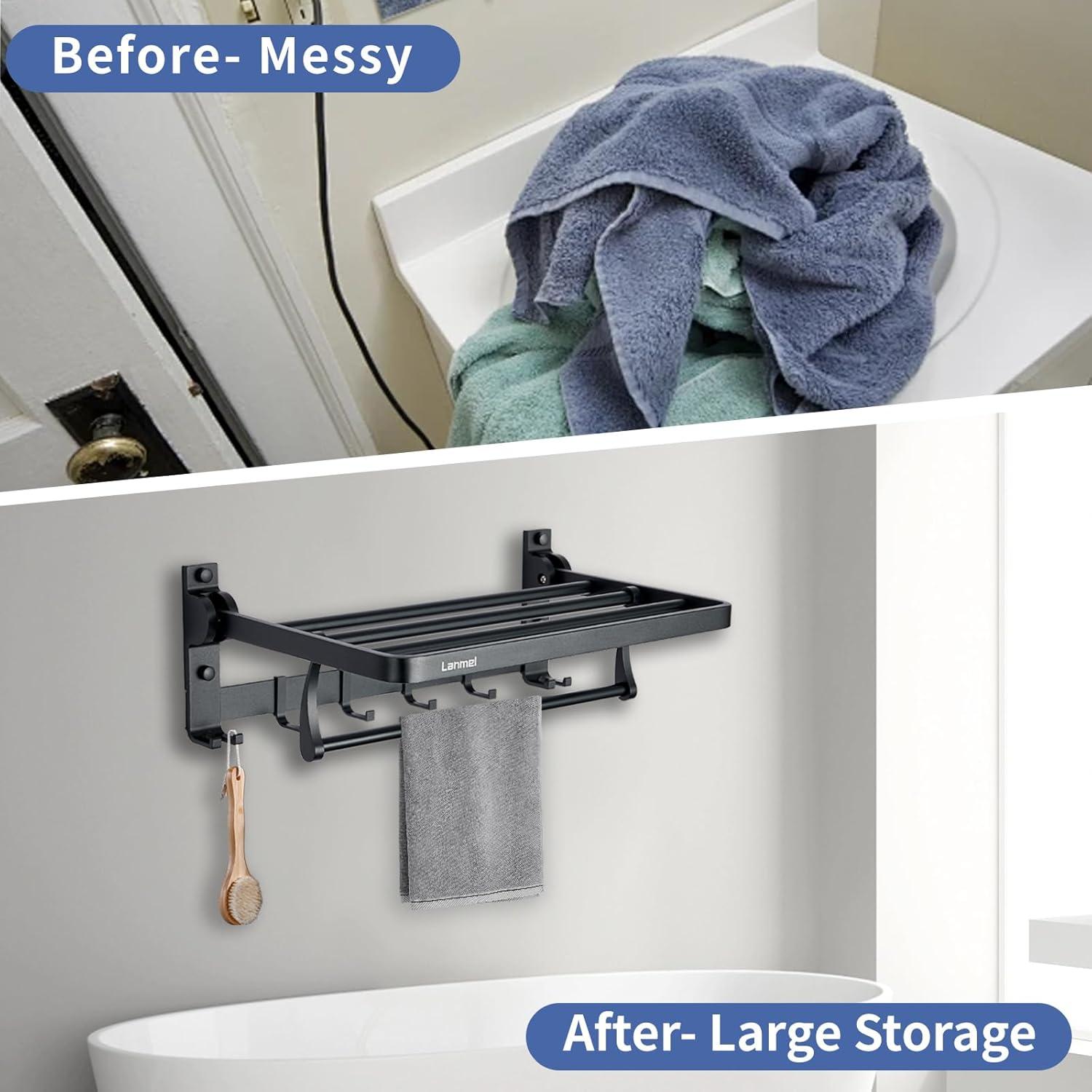 Soporte de Toallas Plegable LANMEL 40.64 cm Negro Mate