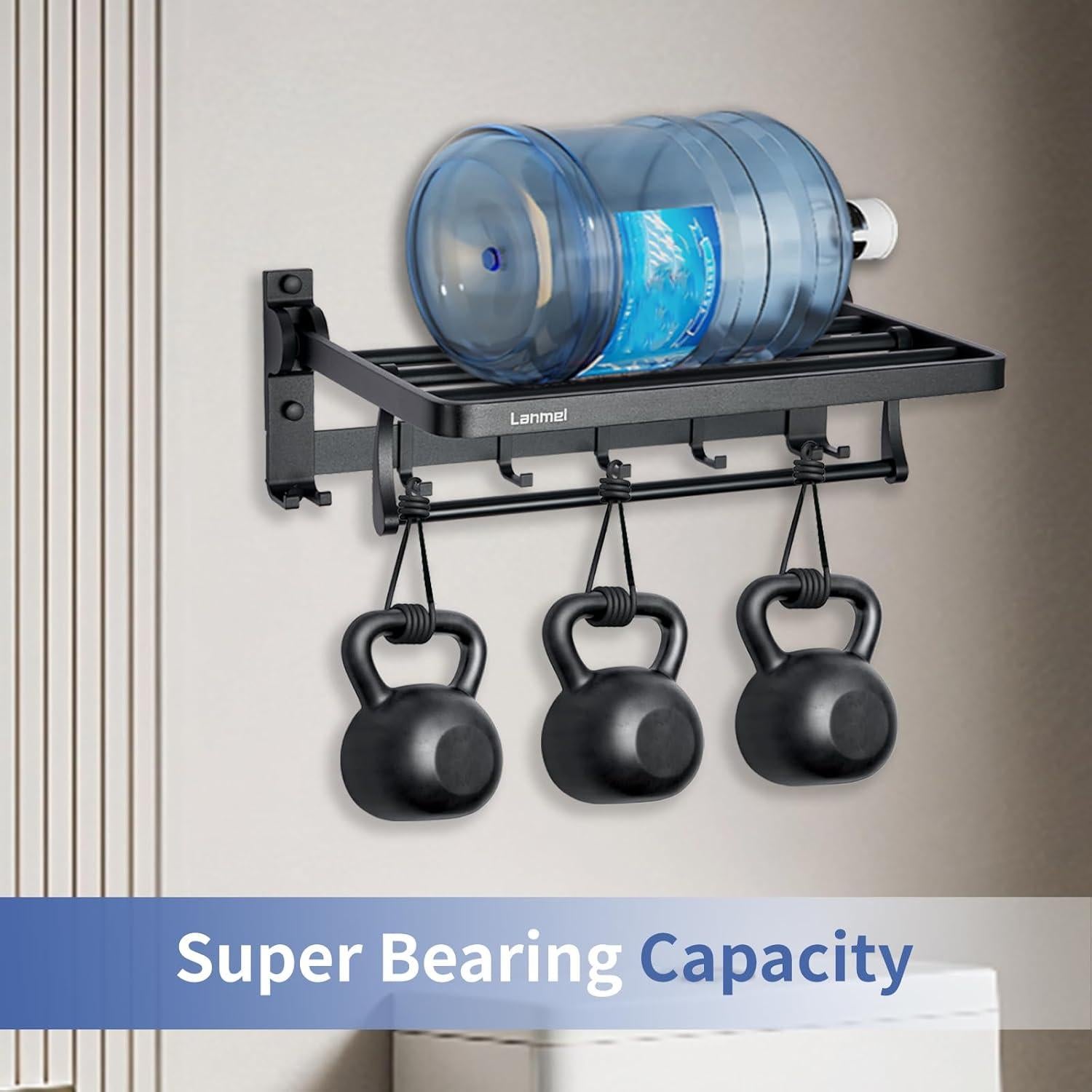 Soporte de Toallas Plegable LANMEL 40.64 cm Negro Mate