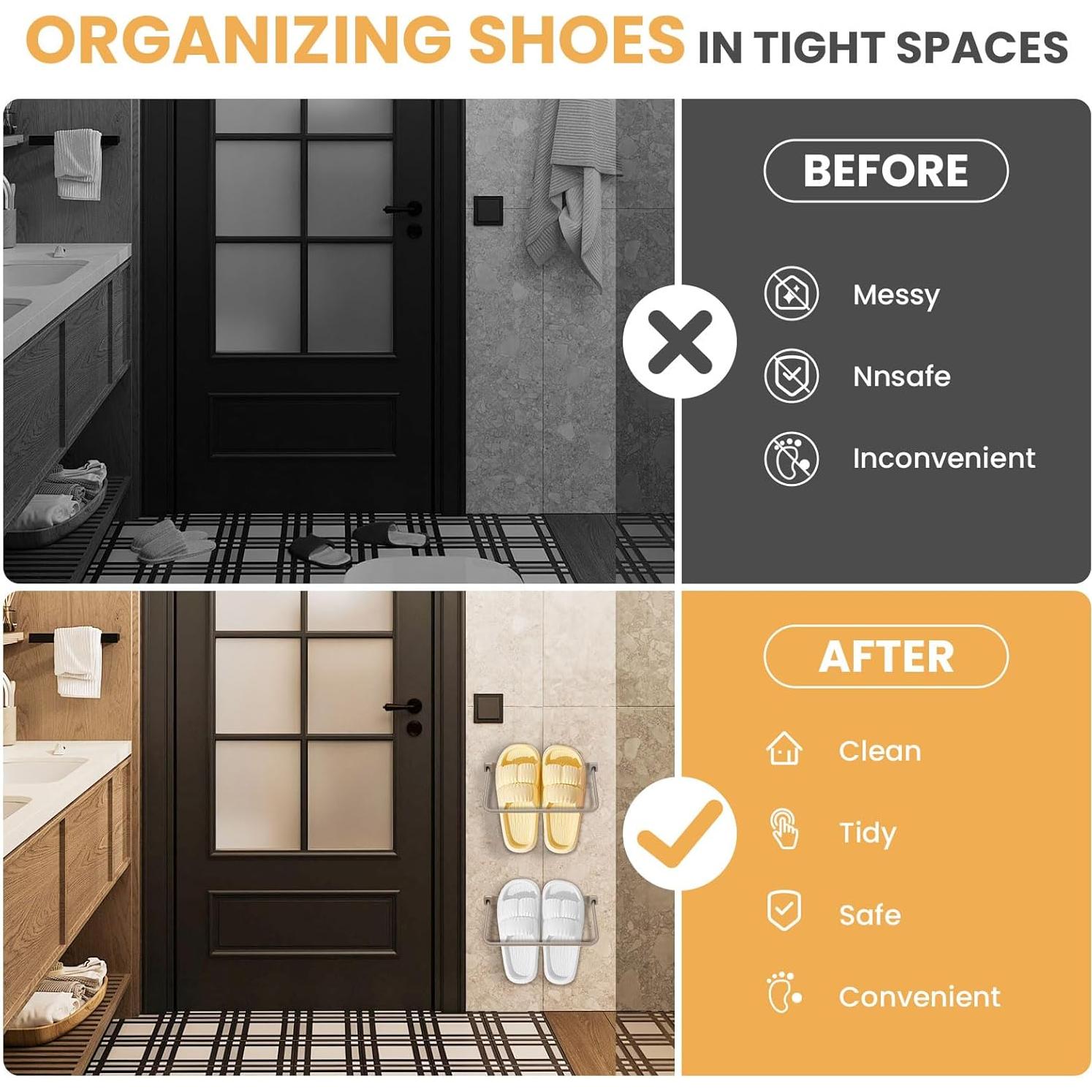 Estante para Zapatos Montado en la Pared GOIMGN - Aluminio Plegable