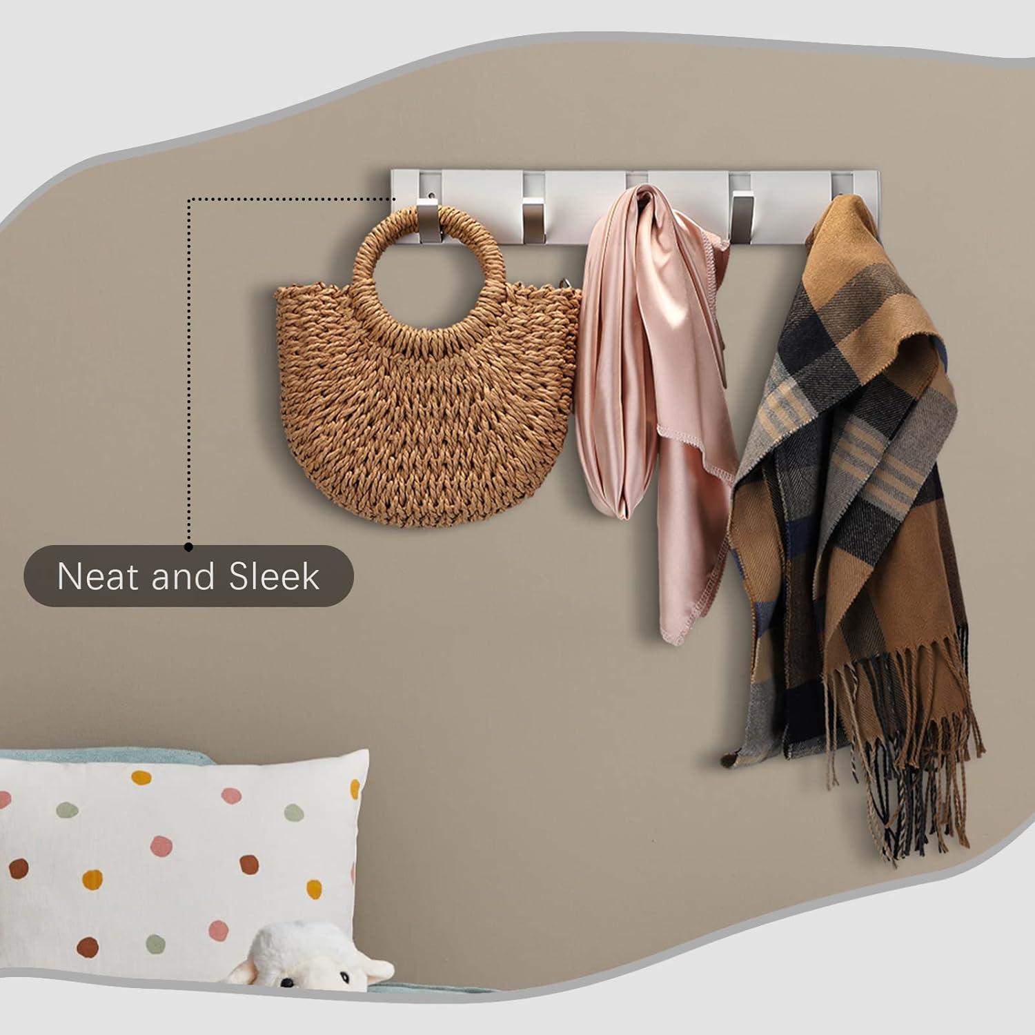 Perchero de Pared Wesiti Blanco con 5 Ganchos Retráctiles