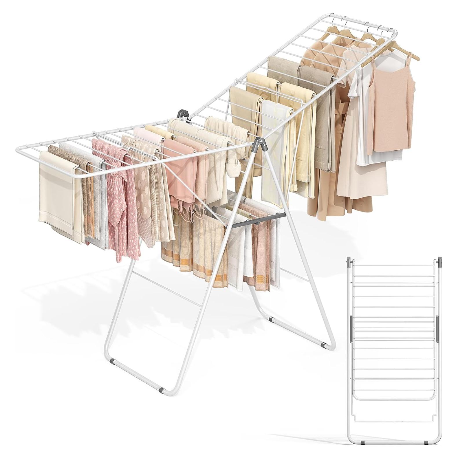 Estante para Secar Ropa APEXCHASER Plegable Ajustable Blanco