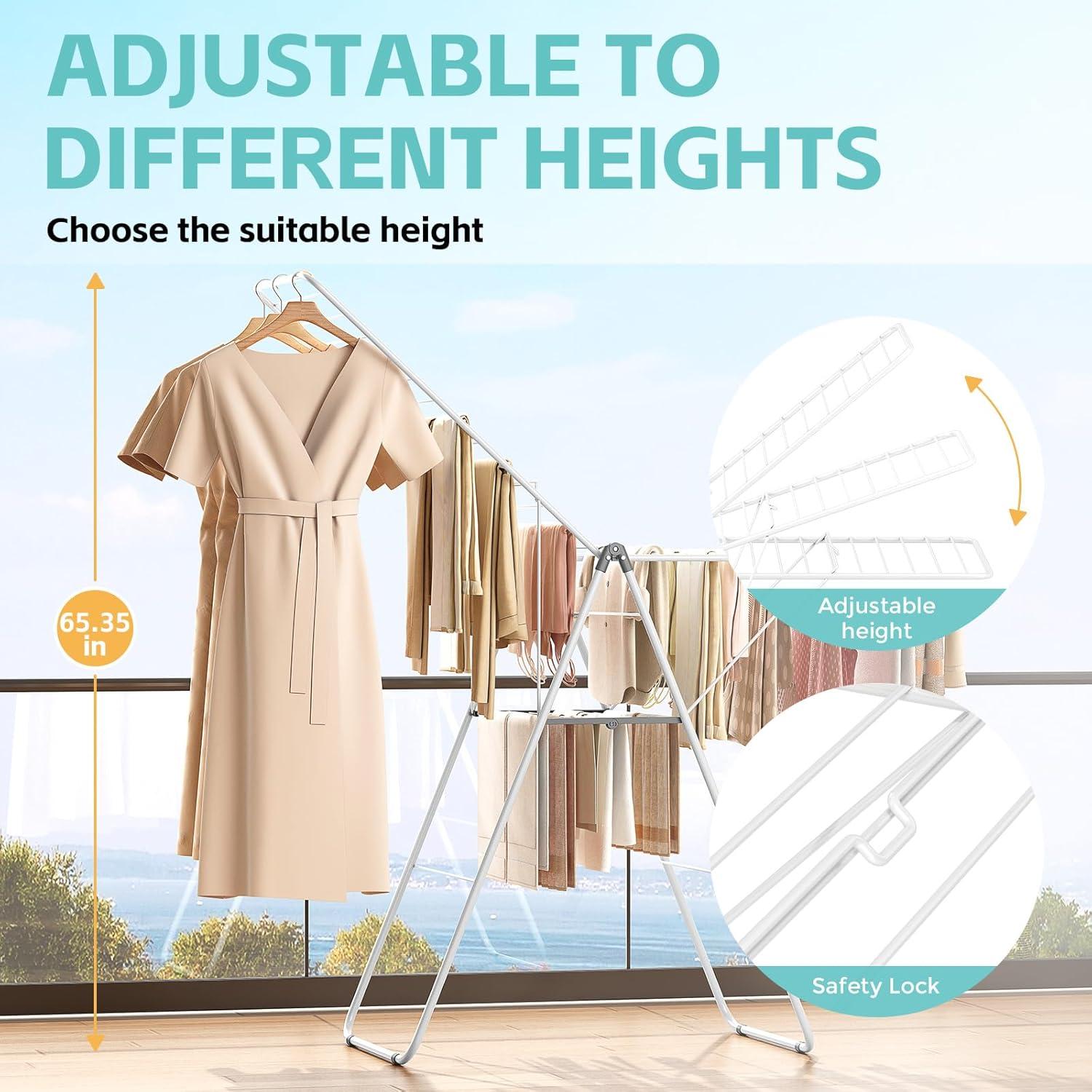 Estante para Secar Ropa APEXCHASER Plegable Ajustable Blanco