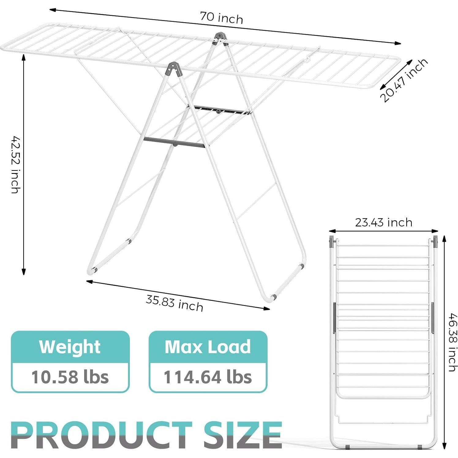 Estante para Secar Ropa APEXCHASER Plegable Ajustable Blanco