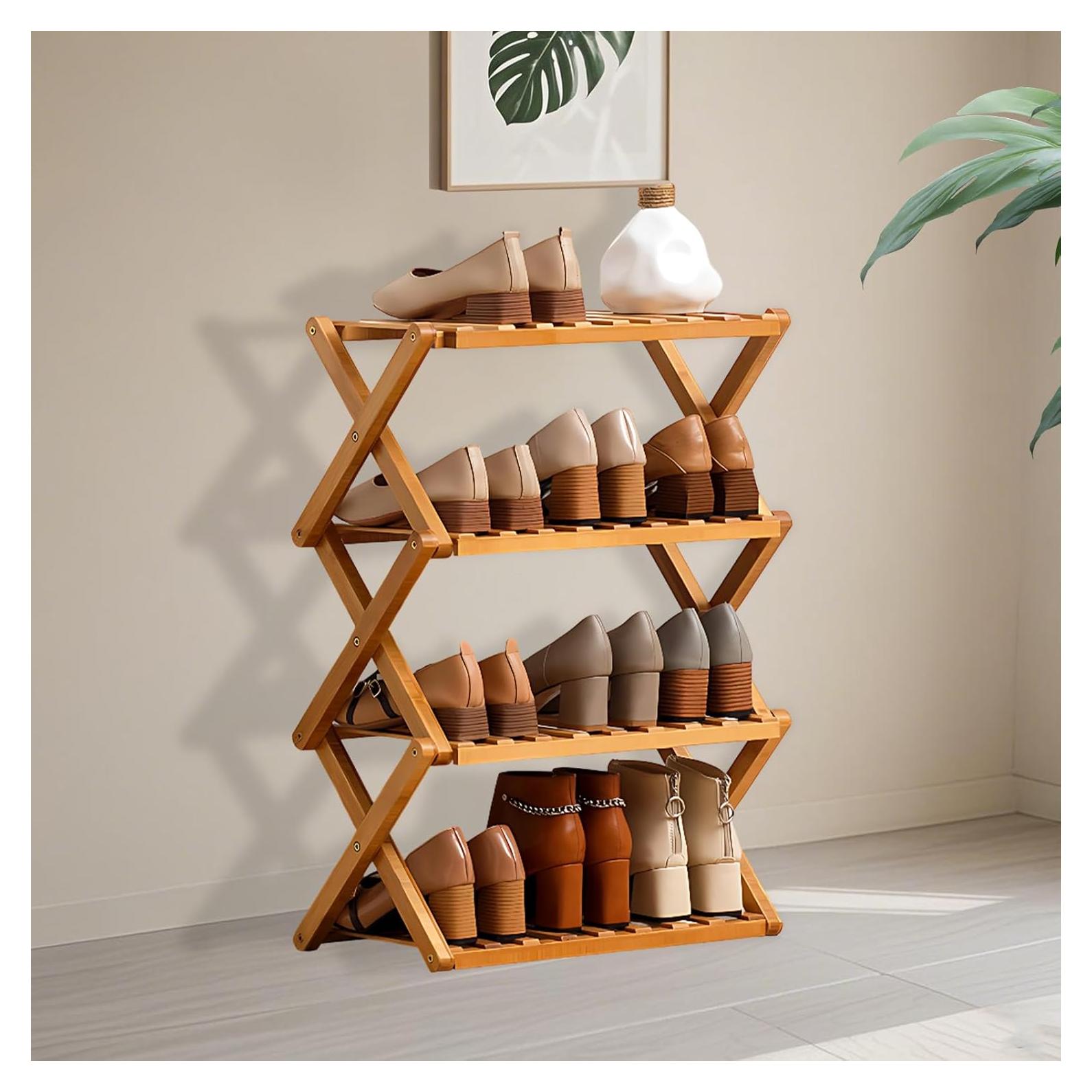 Estante para zapatos de bambú Jessie 4 niveles 50x25x57cm