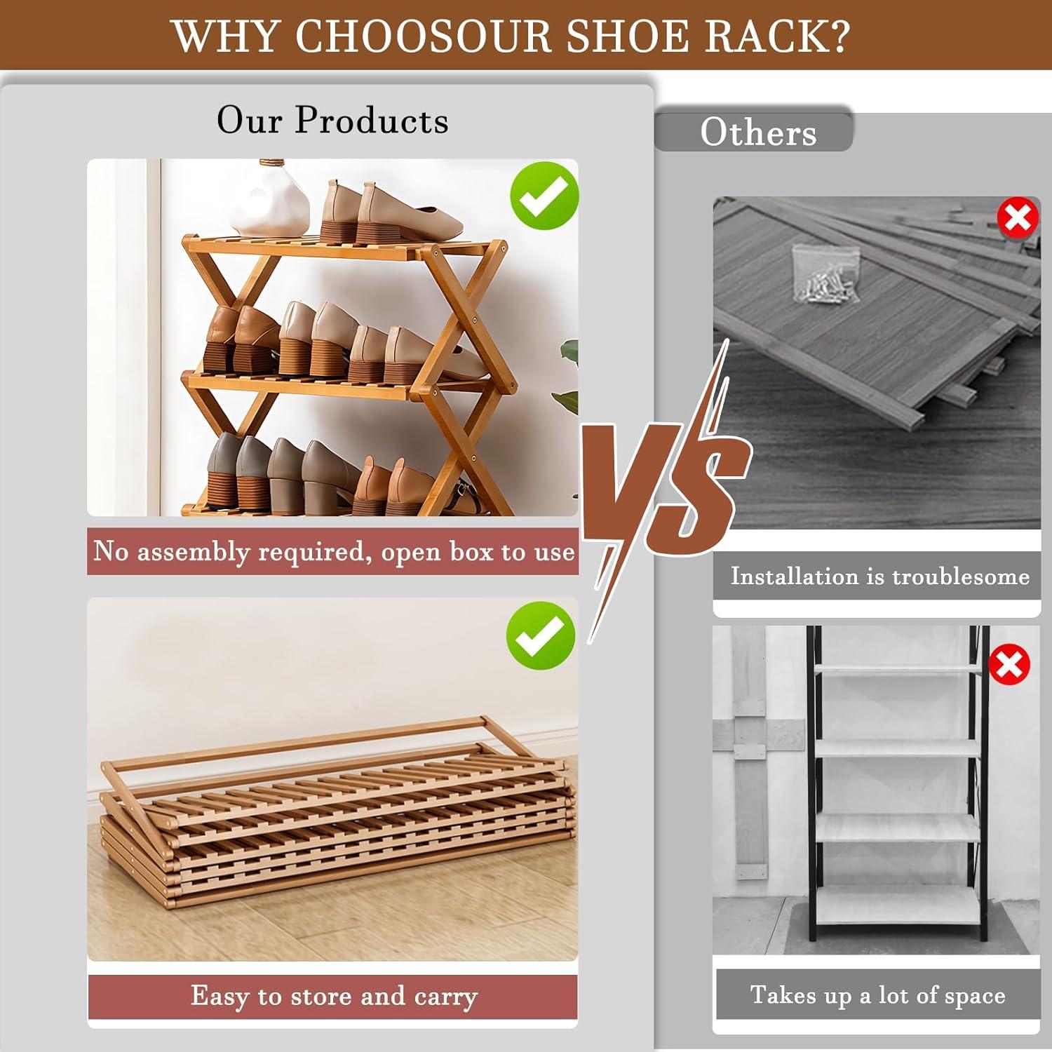 Estante para zapatos de bambú Jessie 4 niveles 50x25x57cm