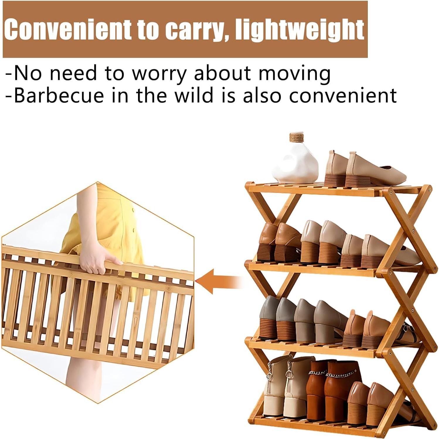 Estante para zapatos de bambú Jessie 4 niveles 50x25x57cm