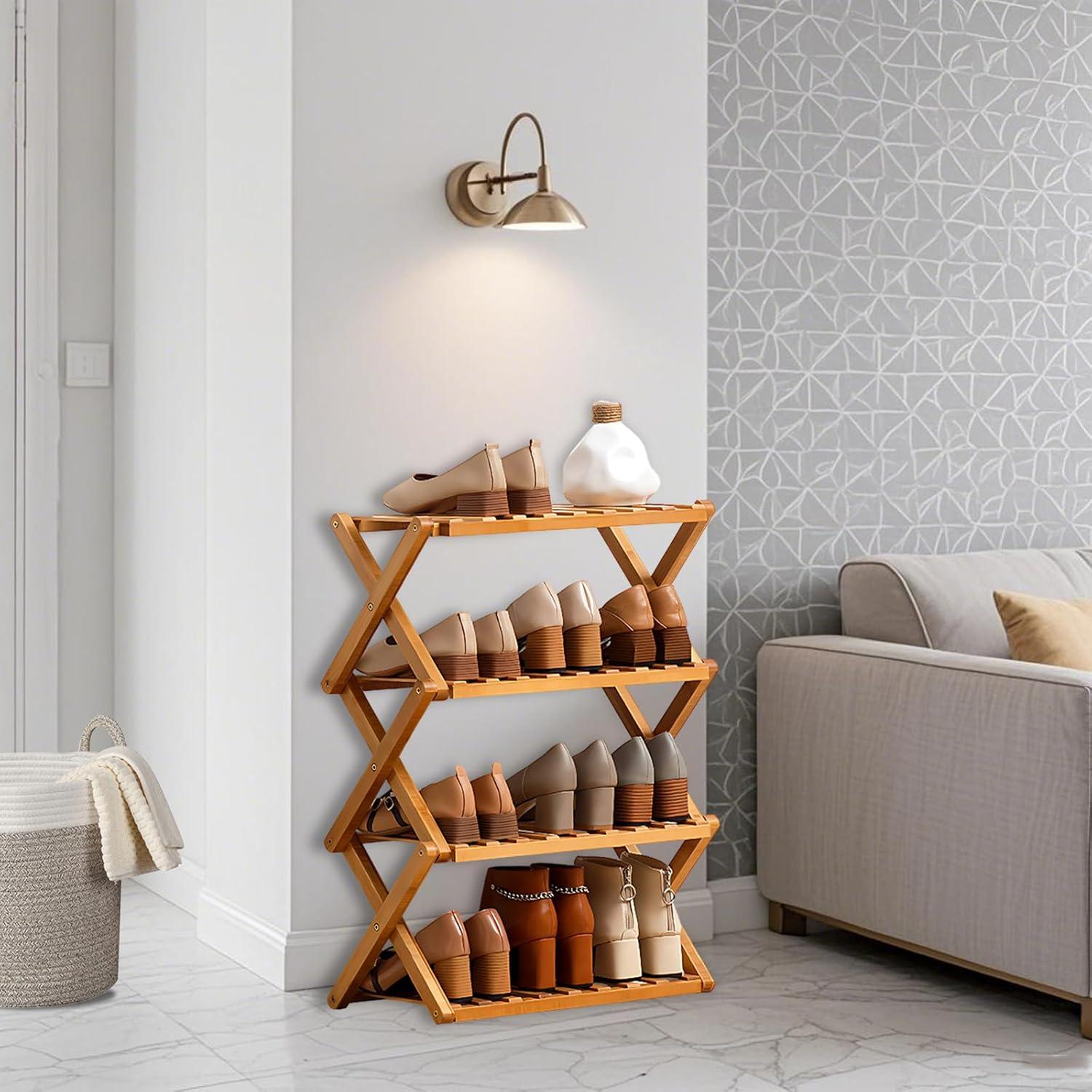 Estante para zapatos de bambú Jessie 4 niveles 50x25x57cm