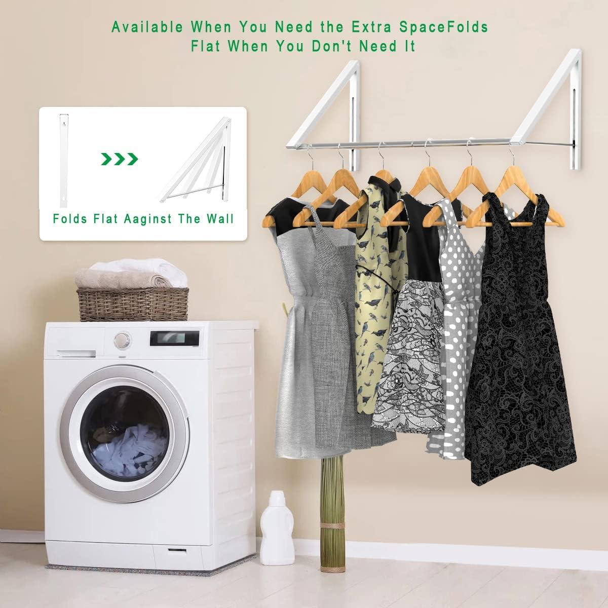 Perchero Plegable de Pared Anjuer Blanco para Lavandería