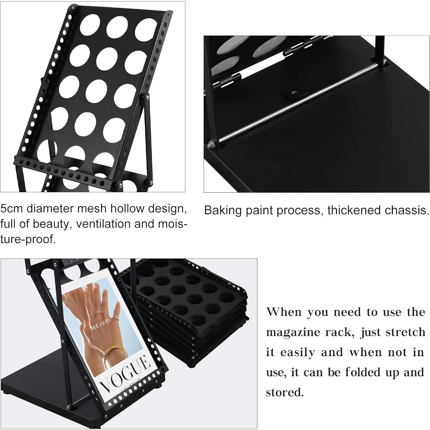 Soporte Plegable para Revistas XIDIHF con 4 Bolsillos Negro