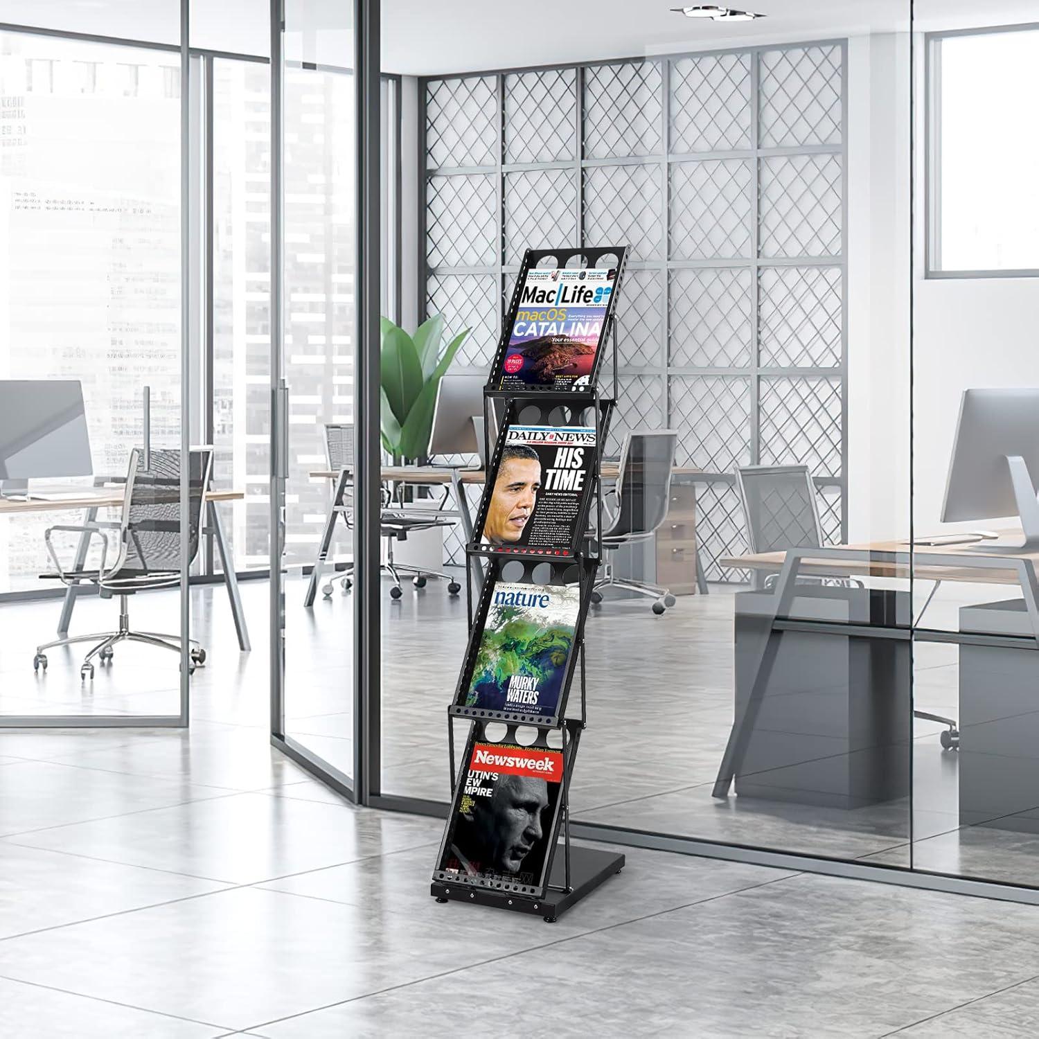 Soporte Plegable para Revistas XIDIHF con 4 Bolsillos Negro