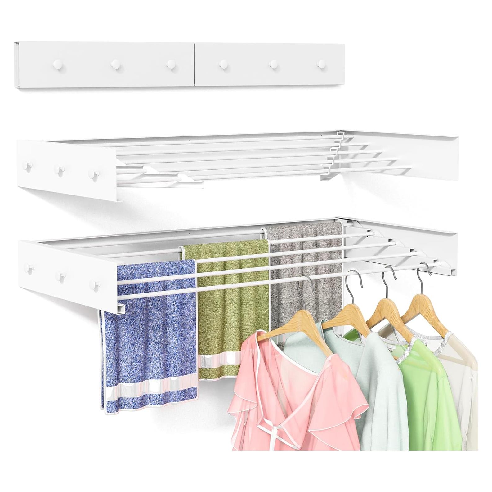 Estante de Secado Plegable BAKON 80 cm Montado en Pared Blanco