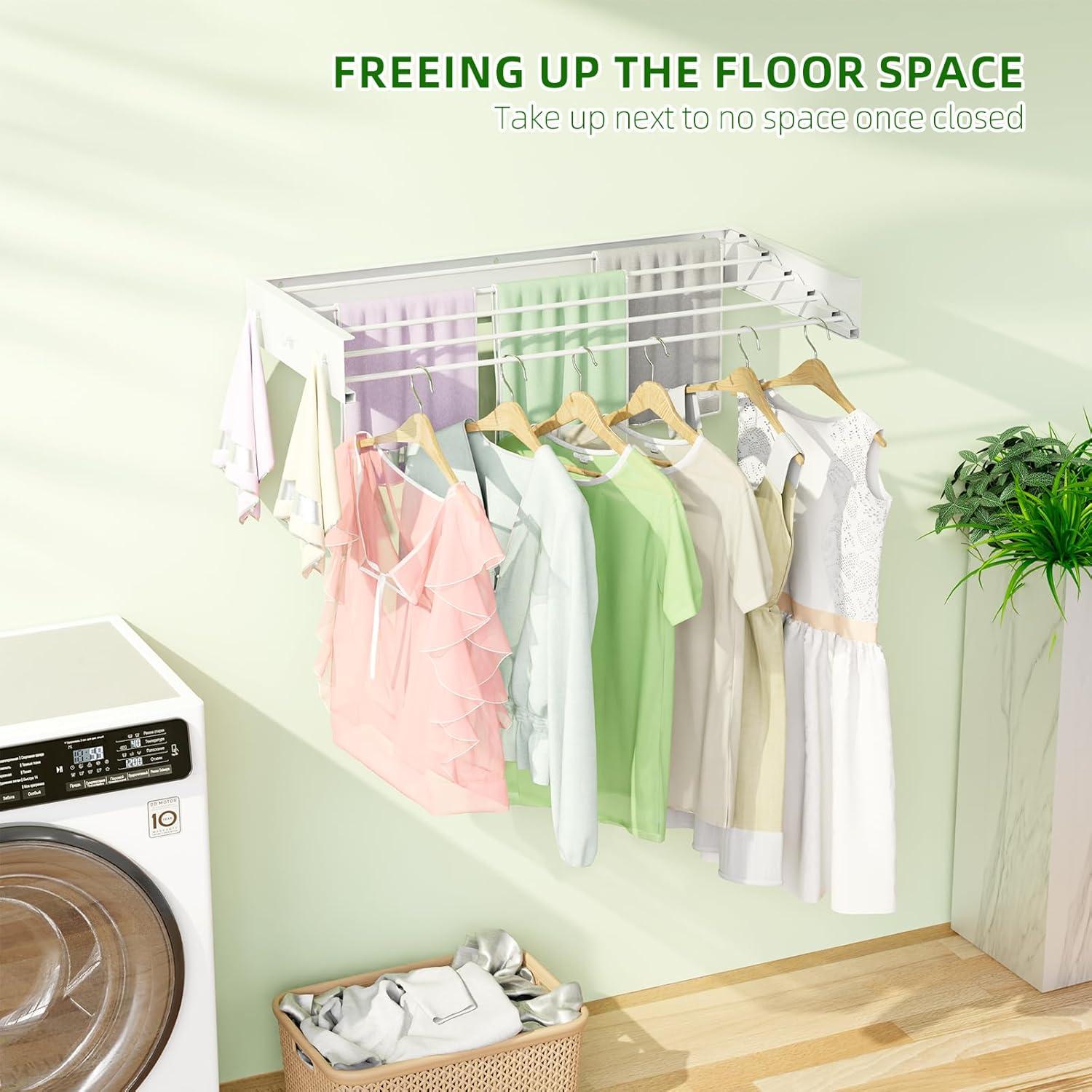 Estante de Secado Plegable BAKON 80 cm Montado en Pared Blanco