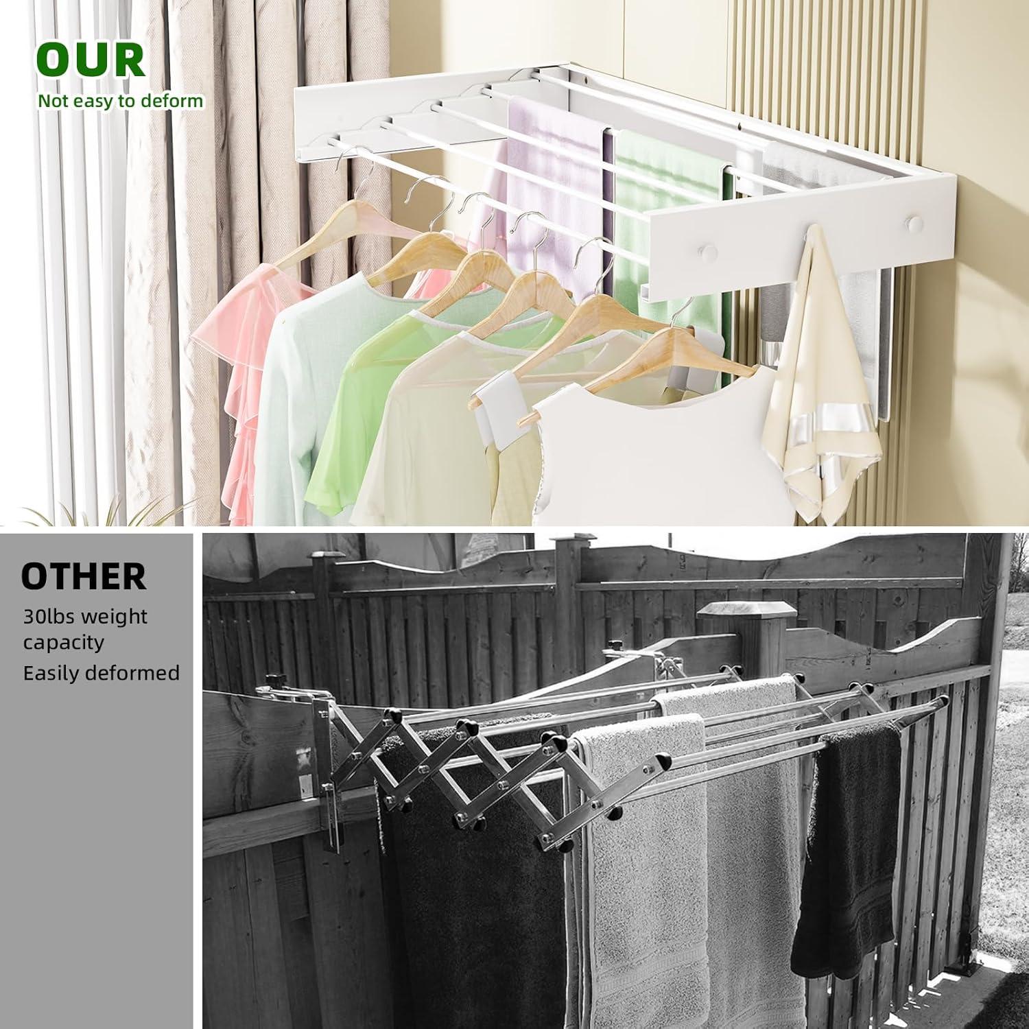 Estante de Secado Plegable BAKON 80 cm Montado en Pared Blanco