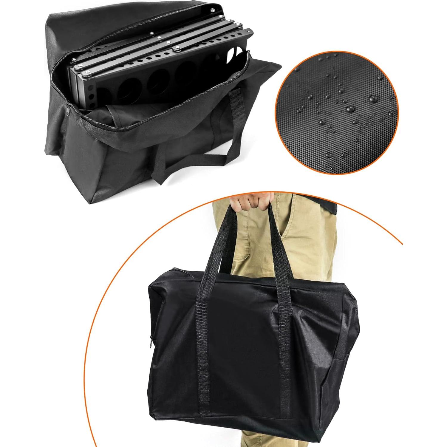 Soporte de Folletos Plegable QWORK 4 Bolsillos Negro