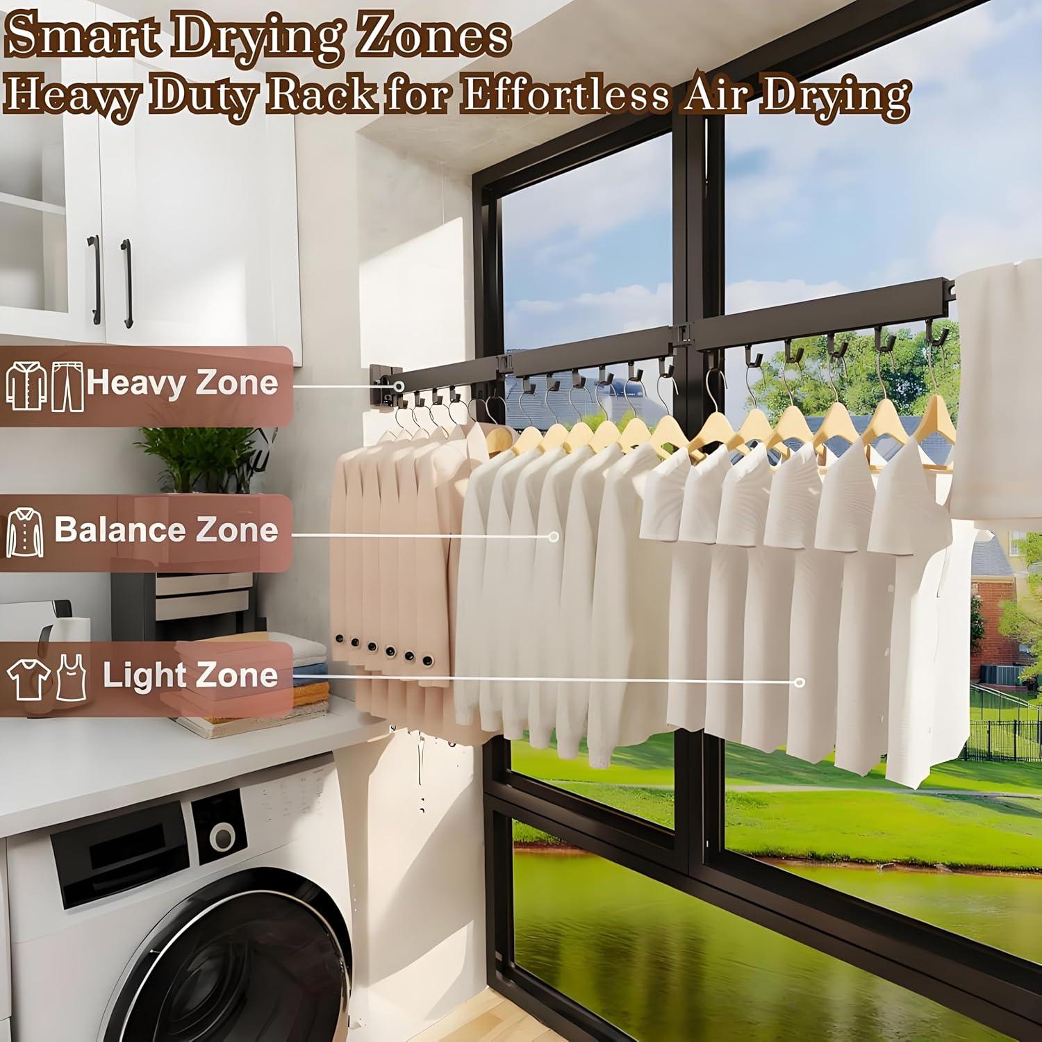 Perchero de Ropa Plegable Svelthome Montado en Pared Negro