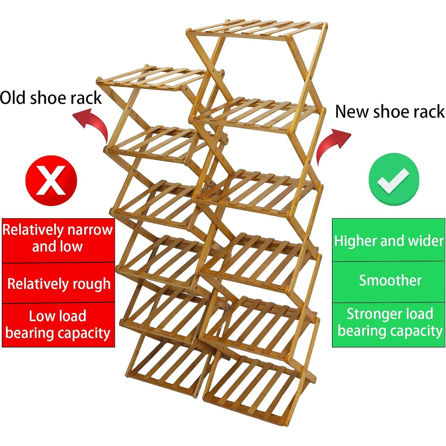 Estante para Zapatos YYW Plegable 3 Capas Madera Tostada