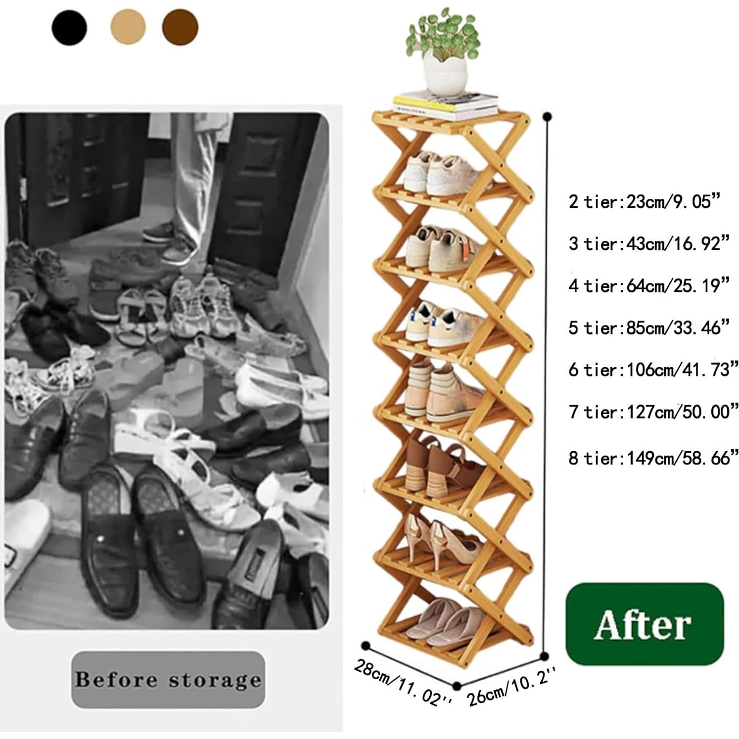 Estante para Zapatos YYW Plegable 3 Capas Madera Tostada